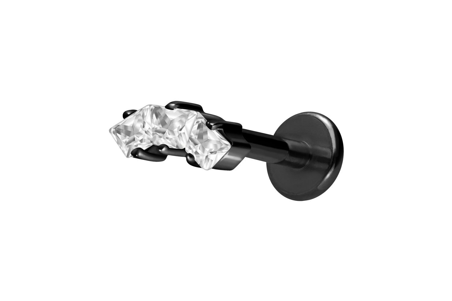 Titan Labret Piercing mit Innengewinde EINGEFASSTE KRISTALLTRAPEZE